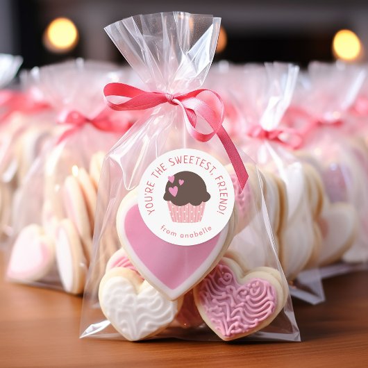 Sweet Cupcake Kinder Classroom Valentijnsdag Party Ronde Sticker