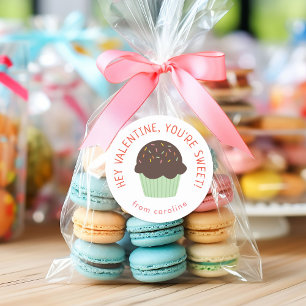 Sweet Cupcake Kinder Classroom Valentijnsdag Party Ronde Sticker