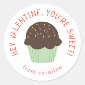 Sweet Cupcake Kinder Classroom Valentijnsdag Party Ronde Sticker (Voorkant)