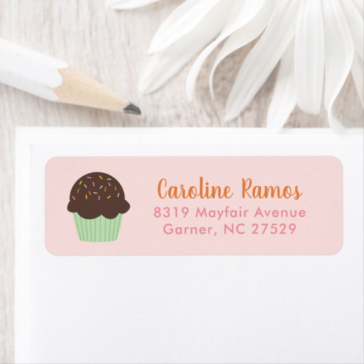 Sweet Cupcake Kinder Return Address Etiket (Insitu)