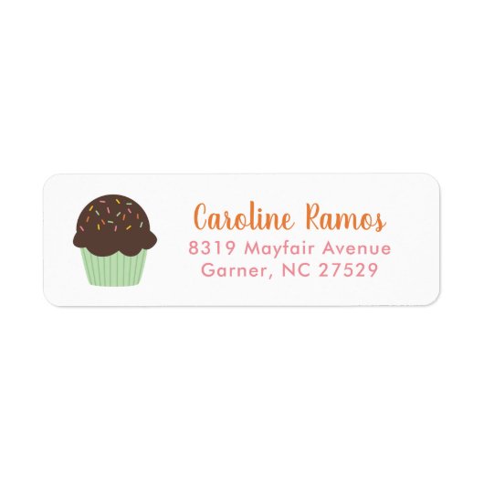 Sweet Cupcake Kinder Return Address Etiket (Voorkant)