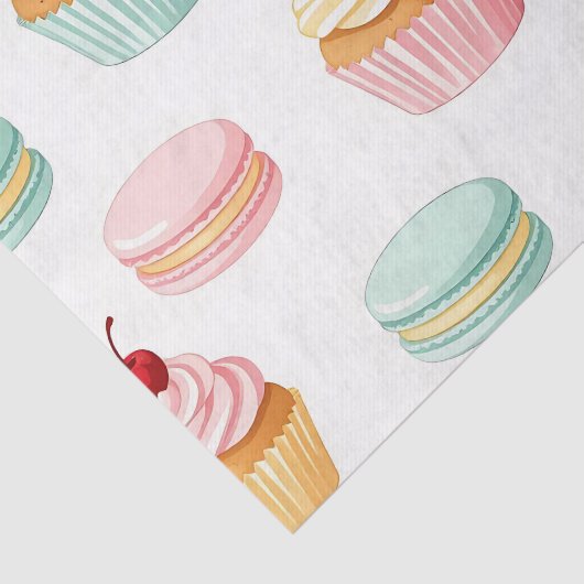 Sweet Cupcake Macaron Pattern Tissuepapier (Detail)