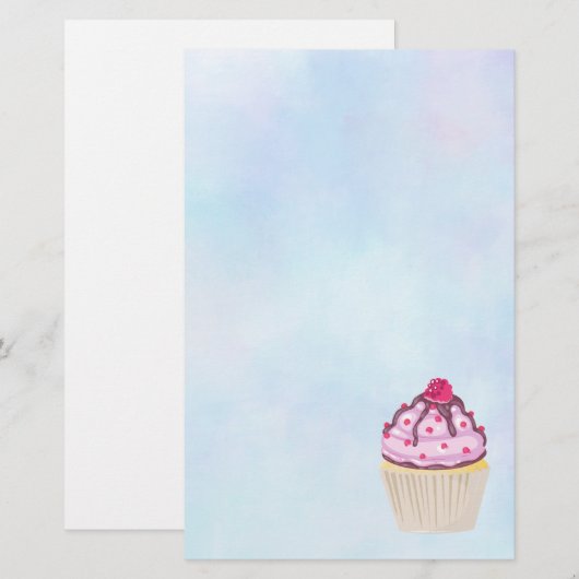 Sweet Cupcake met Frambozen bovenaan Briefpapier (Voorkant / Achterkant)