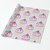 Sweet Cupcake met Frambozen bovenaan Cadeaupapier (Uitgerold)