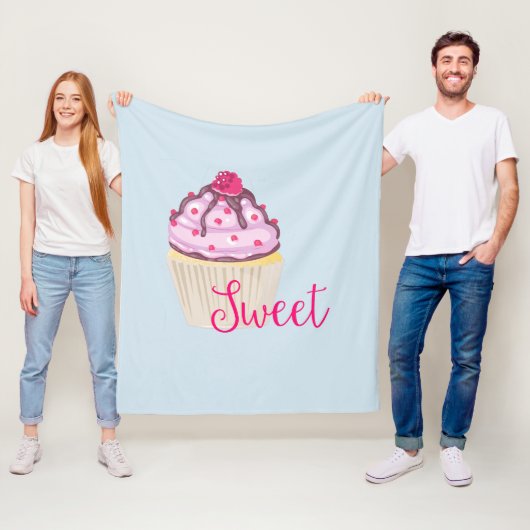 Sweet Cupcake met Frambozen bovenaan Fleece Deken (In situ)