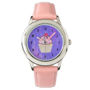 Sweet Cupcake met Frambozen bovenaan Horloge