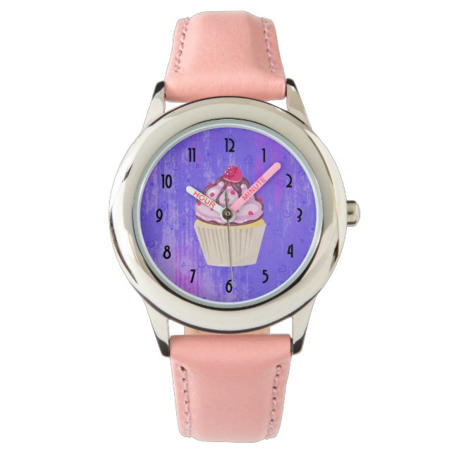 Sweet Cupcake met Frambozen bovenaan Horloge (Voorkant)