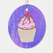 Sweet Cupcake met Frambozen bovenaan Keramisch Ornament (Links)