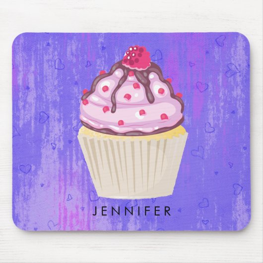 Sweet Cupcake met Frambozen bovenaan Muismat (Voorkant)