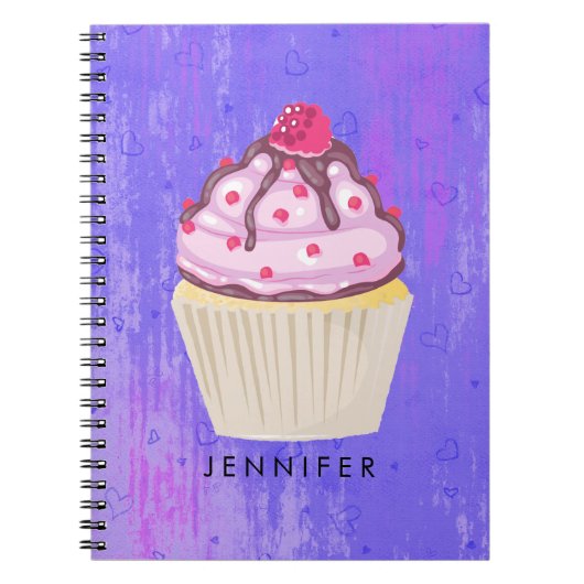 Sweet Cupcake met Frambozen bovenaan Notitieboek (Voorkant)