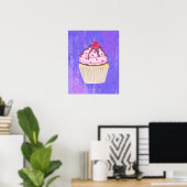 Sweet Cupcake met Frambozen bovenaan Poster (Thuiskantoor)