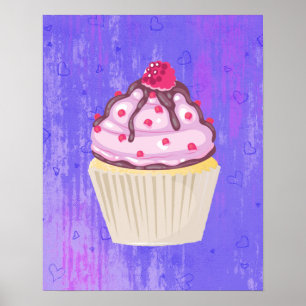 Sweet Cupcake met Frambozen bovenaan Poster