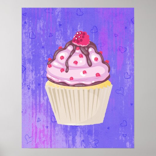 Sweet Cupcake met Frambozen bovenaan Poster (Voorkant)