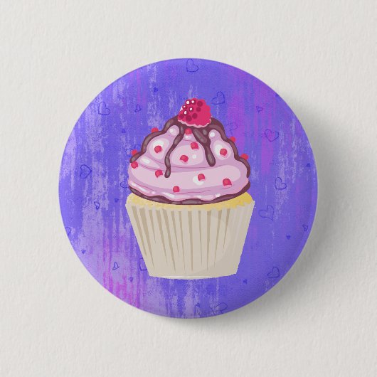Sweet Cupcake met Frambozen bovenaan Ronde Button 5,7 Cm (Voorkant)