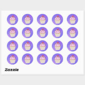 Sweet Cupcake met Frambozen bovenaan Ronde Sticker (Vel)
