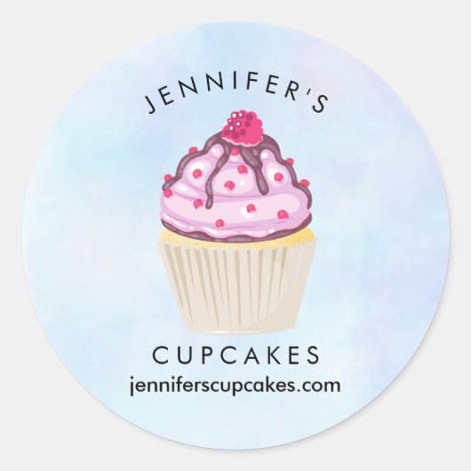 Sweet Cupcake met Frambozen bovenaan Ronde Sticker (Voorkant)