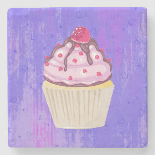 Sweet Cupcake met Frambozen bovenaan Stenen Onderzetter
