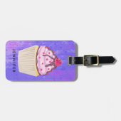 Sweet Cupcake met Frambozen op Aangepast bovenaan Bagagelabel (Voorkant horizontaal)