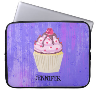 Sweet Cupcake met Frambozen op Aangepast bovenaan Laptop Sleeve