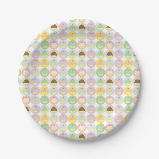 Sweet Cupcake Pattern Paper Borden Papieren Bordje (Voorkant)
