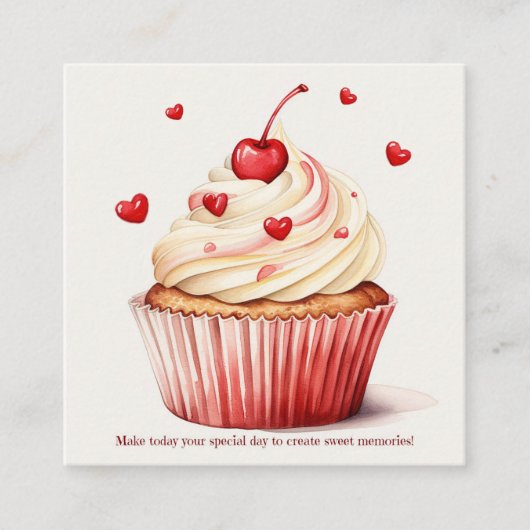 Sweet Cupcake Red Hearts Valentijnsdag Kaart (Voorkant)