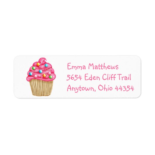 Sweet Cupcake retour adreslabels Etiket (Voorkant)