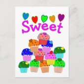 "Sweet" Cupcake Stack met heldere harten Briefkaart (Voorkant)