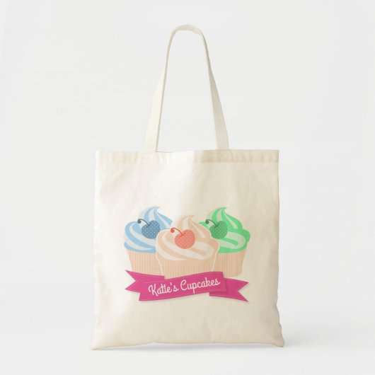 Sweet Cupcake Trio - Gepersonaliseerd Tote Bag (Voorkant)
