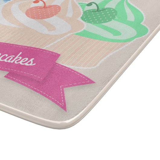 Sweet Cupcake Trio Speciaal Roze Snijplank (Hoek)