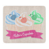 Sweet Cupcake Trio Speciaal Roze Snijplank (Voorkant)