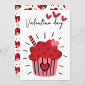 Sweet Cupcake Valentijnsdag Invitation Bewerkbaar Kaart (Voorkant / Achterkant)