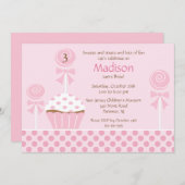 Sweet Cupcake verjaardagsuitnodiging Kaart (Voorkant / Achterkant)