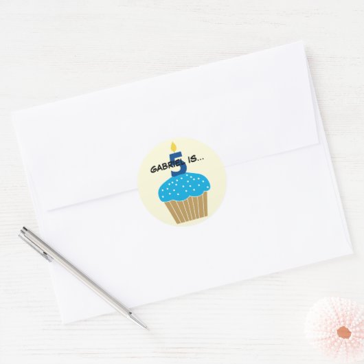Sweet Cupcake Vijfde Verjaardag Sticker (Envelop)