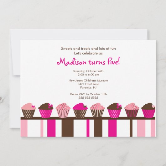 Sweet Cupcakes Birthday Invitation Kaart (Voorkant)