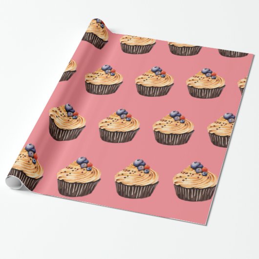 Sweet Cupcakes Pattern Cadeaupapier (Uitgerold)