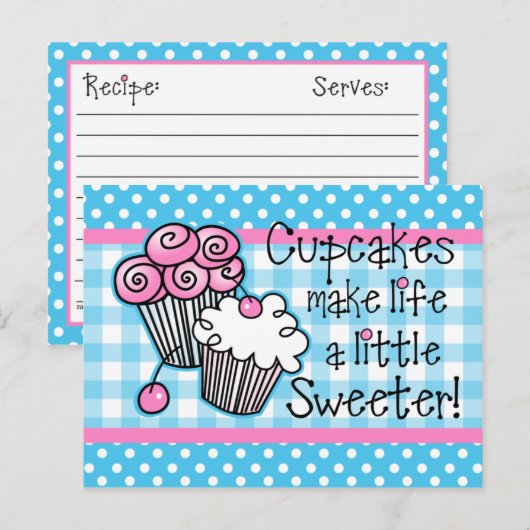 Sweet Cupcakes Recipcard Briefkaart (Voorkant / Achterkant)