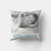 Sweet Custom Baby Photo Birth Stats Nursery Kussen (Achterkant)