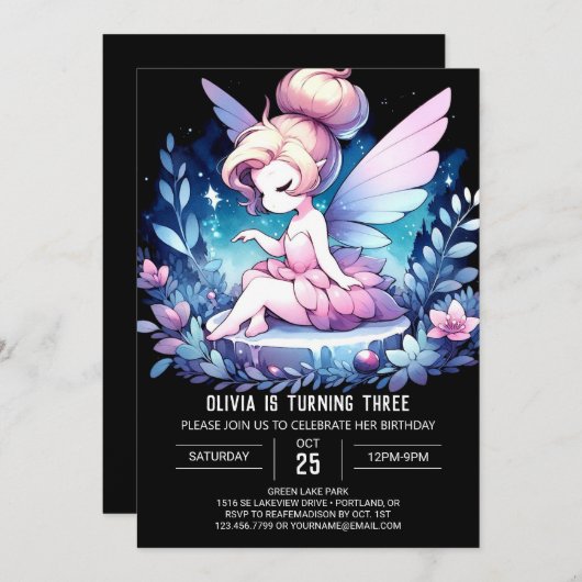 Sweet Custom Fairy Verjaardag Kaart (Voorkant / Achterkant)