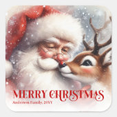 Sweet Custom Santa Rudolph Merry Holiday Sticker (Voorkant)