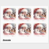 Sweet Custom Santa Rudolph Merry Holiday Sticker (Vel)
