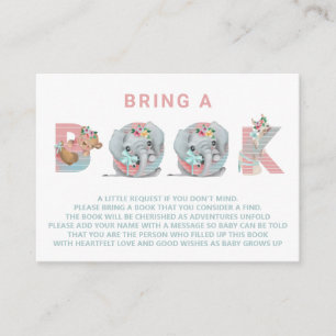 *~* Sweet Cute Animal Letters Baby Breng een boek  Informatiekaartje