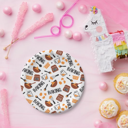 Sweet Cute Baking Art Pattern I Papieren Bordje (Feest)