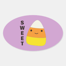 Sweet Cute Candy Corn Ovale Sticker