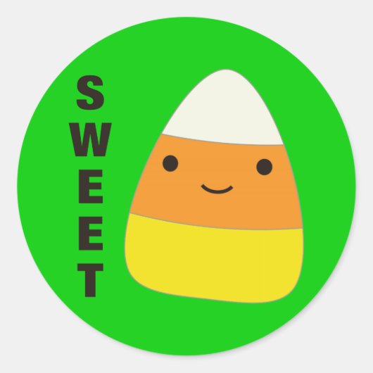 Sweet Cute Candy Corn Ronde Sticker (Voorkant)
