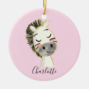 Sweet, Cute en Girly Pastel Blush Pink Baby Zebra Keramisch Ornament