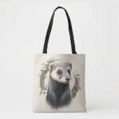 Sweet Cute Festive Ferret Canvas tas (Voorkant)