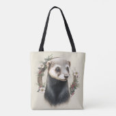 Sweet Cute Festive Ferret Canvas tas (Achterkant)