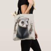 Sweet Cute Festive Ferret Canvas tas (Dichtbij)
