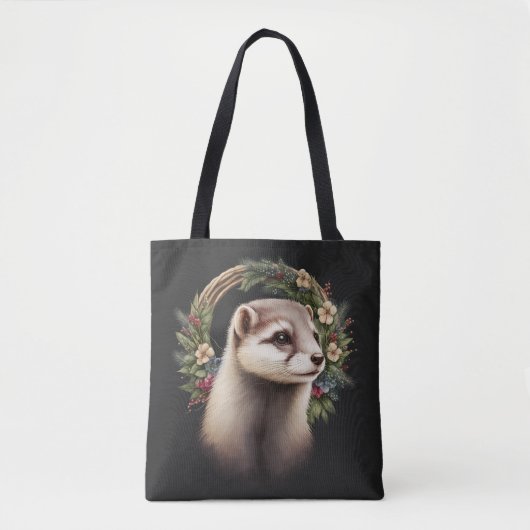 Sweet Cute Festive Ferret Canvas tas (Voorkant)