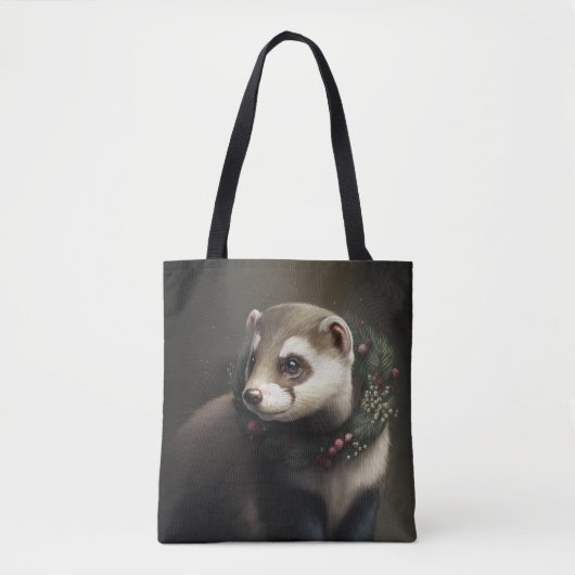 Sweet Cute Festive Ferret Canvas tas (Voorkant)